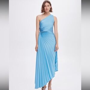 Asymmetrical Satin One Shoulder Dress-SZ Small